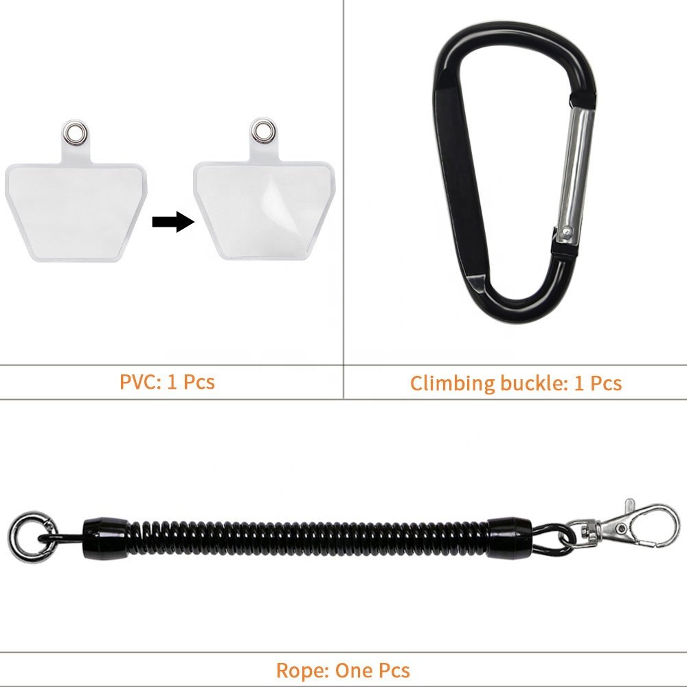 Universal phone lanyard manufacturers supply mobile phone pendant rope elastic keychain carabiner black spring rope