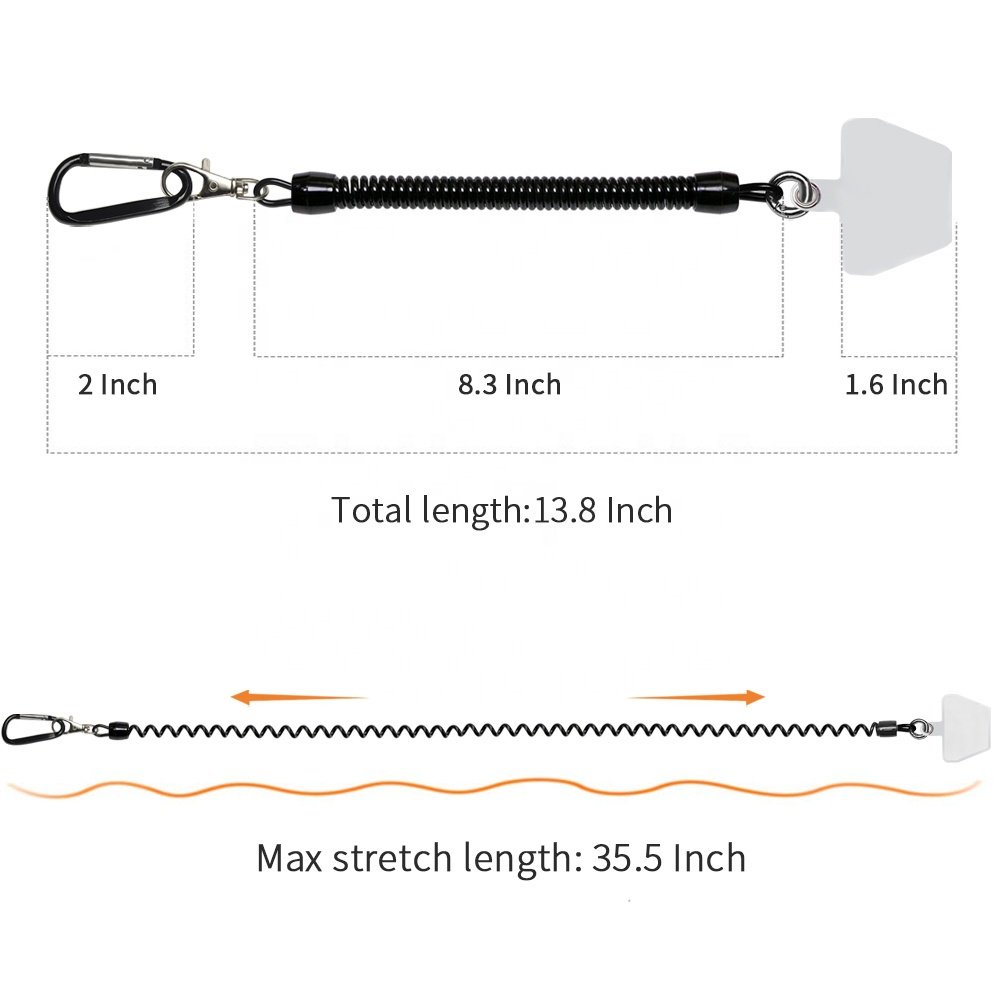 Universal phone lanyard manufacturers supply mobile phone pendant rope elastic keychain carabiner black spring rope