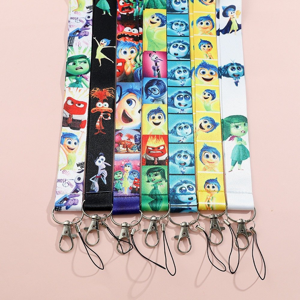 2024 Sublimation Print Custom Neck Lanyard Id Card Holder Inside Out Cartoon Characters Anime Polyester Lanyards