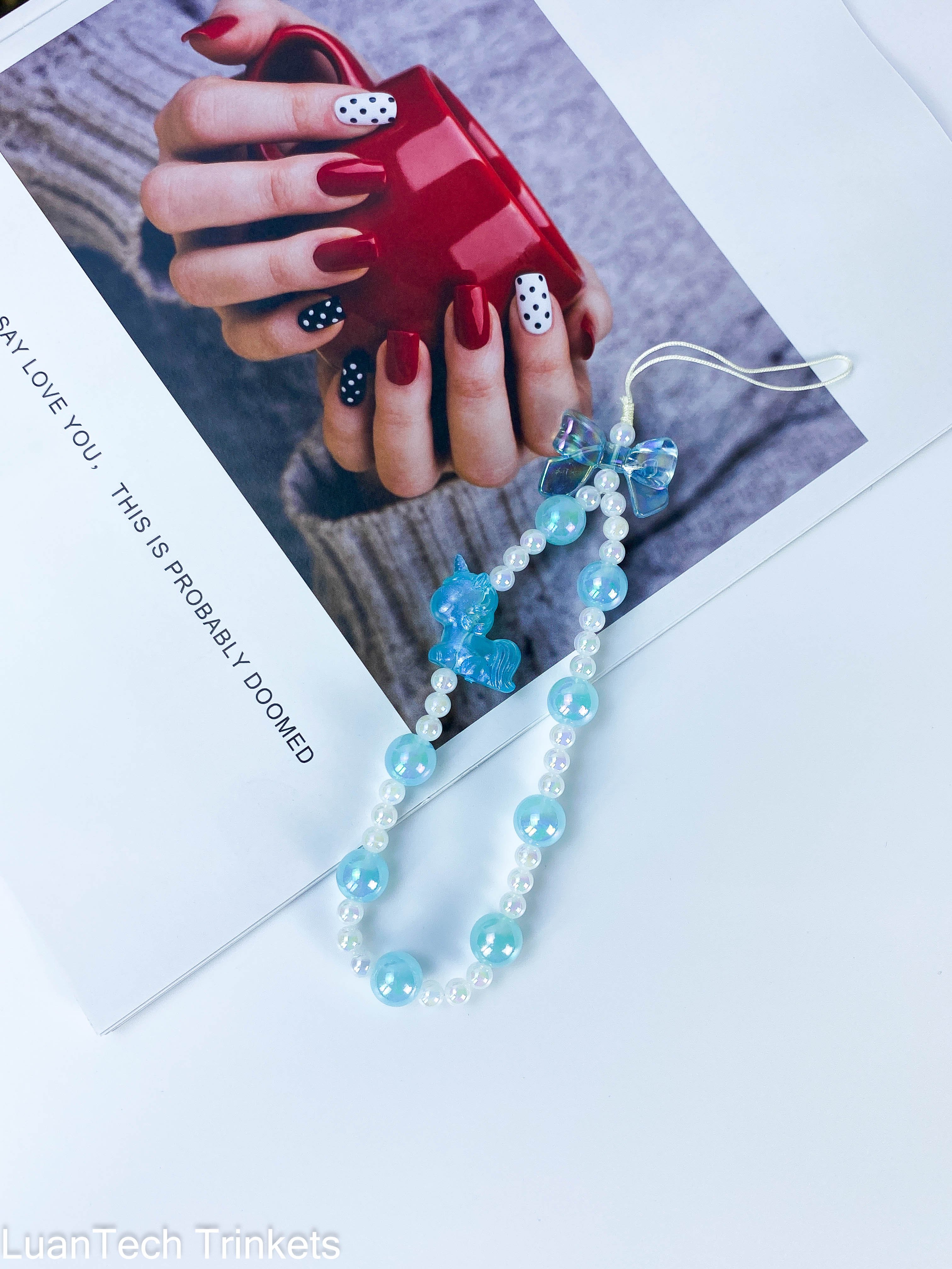 Handmade DIY Cellphone Case Chain Y2K Bowknot Beaded Phone Chain For Girls Wrist Anti-loss Rope