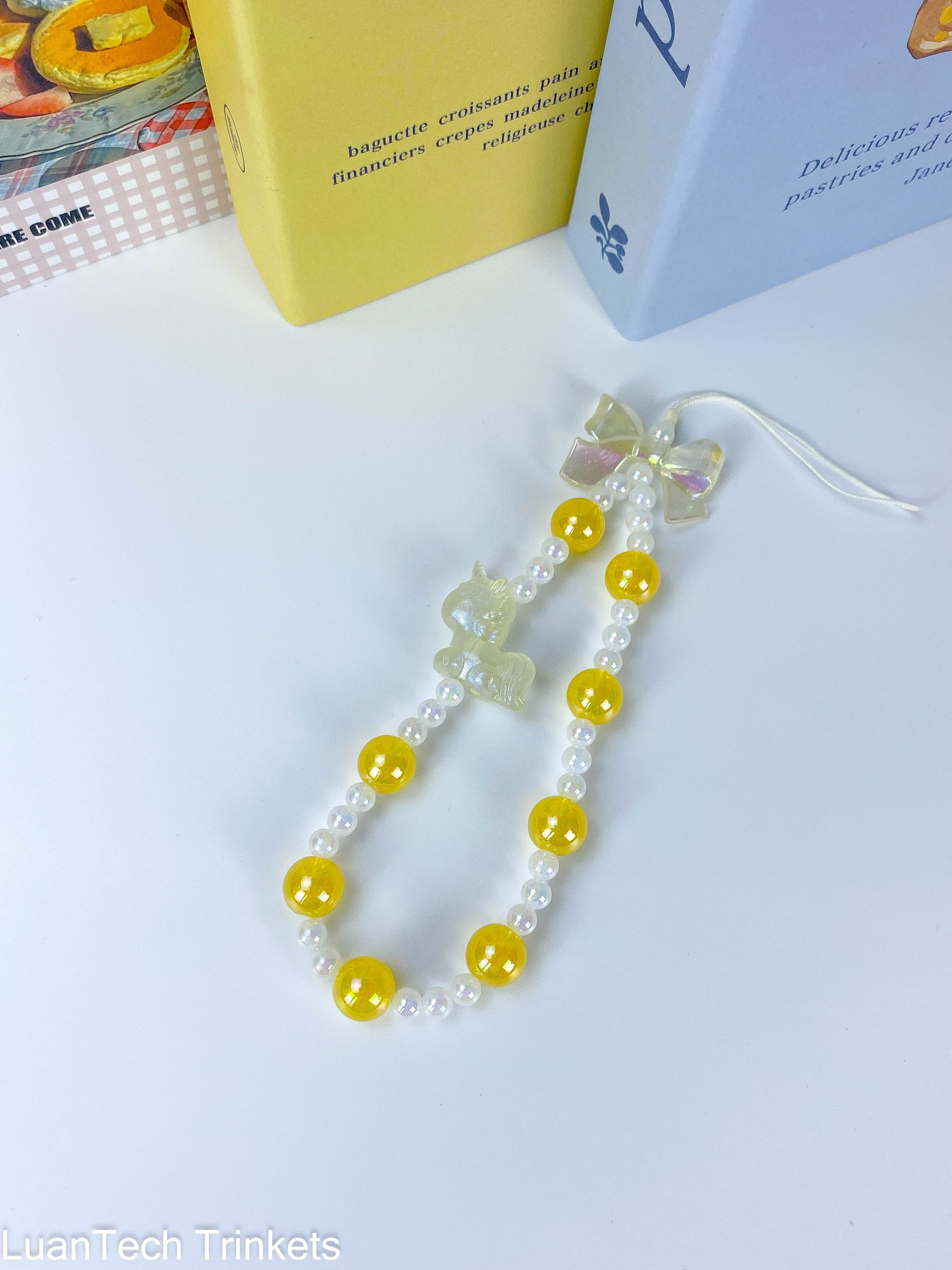 Handmade DIY Cellphone Case Chain Y2K Bowknot Beaded Phone Chain For Girls Wrist Anti-loss Rope