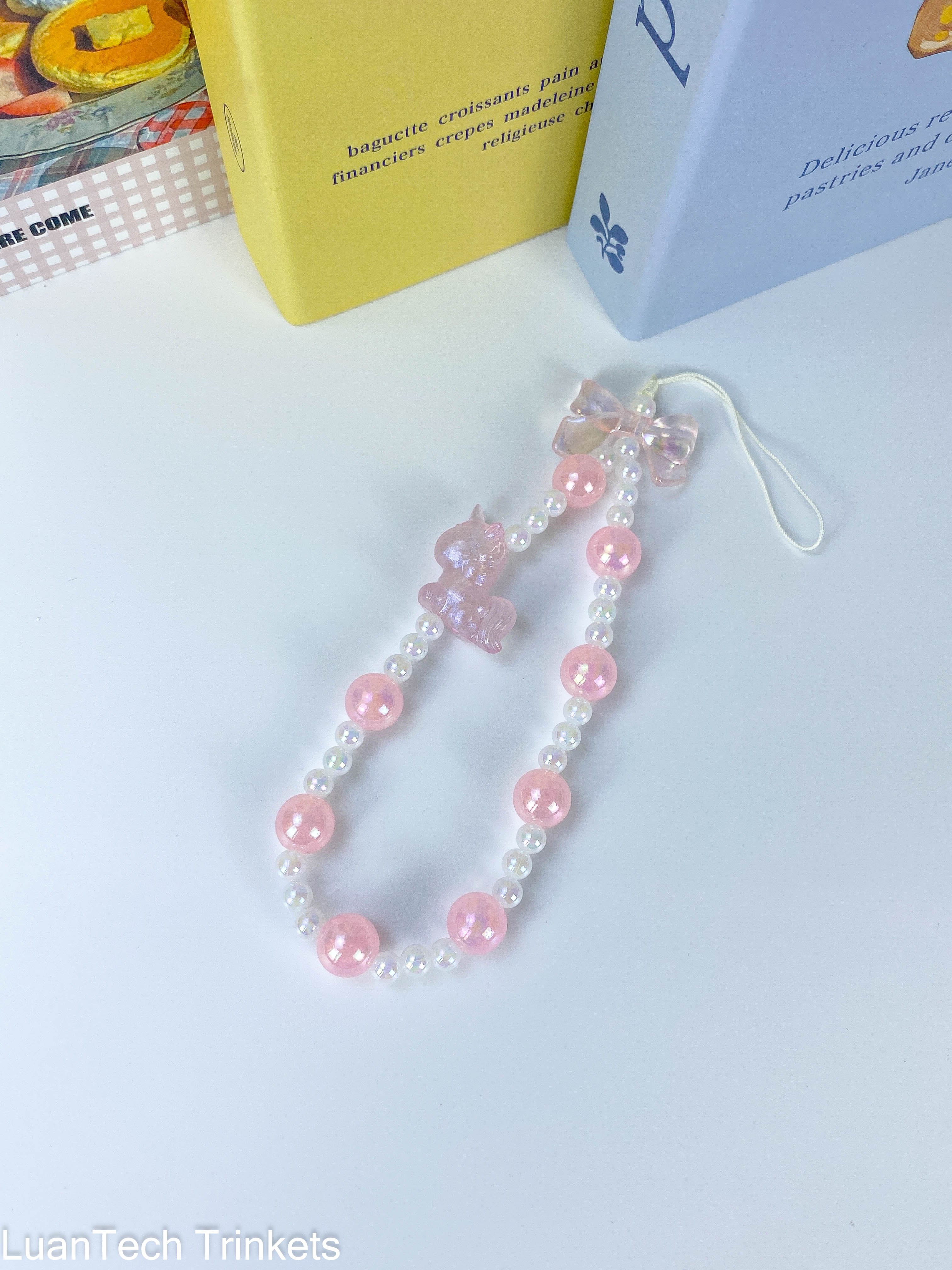Handmade DIY Cellphone Case Chain Y2K Bowknot Beaded Phone Chain For Girls Wrist Anti-loss Rope