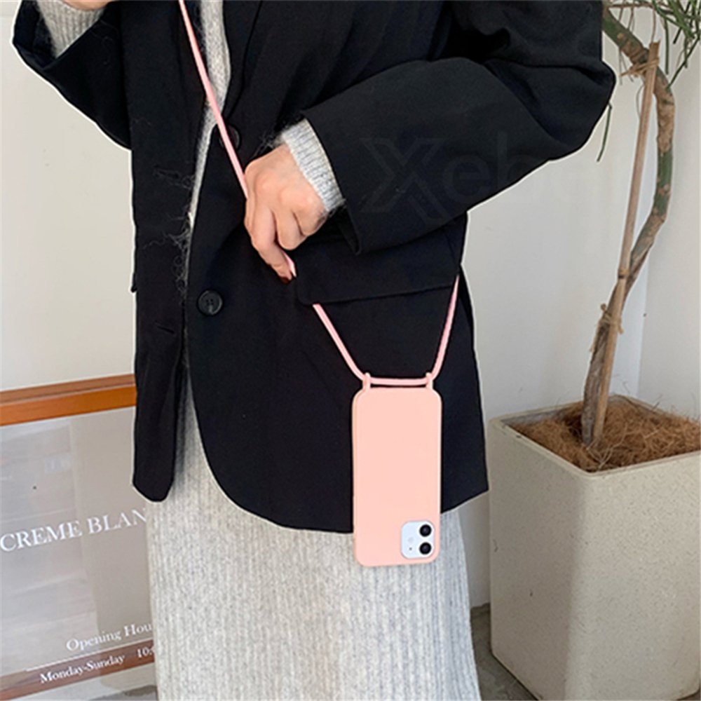 Mobile phones Silicone Case Necklace Lanyard Cross body Neck Strap/Cord/Rope Phone Case For Iphone 13 Pro Max 12 11 Xs