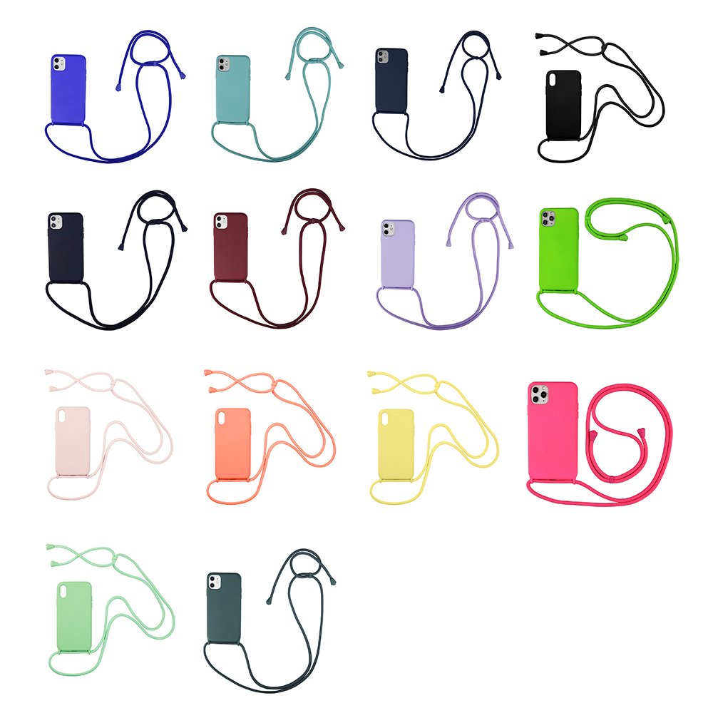 Mobile phones Silicone Case Necklace Lanyard Cross body Neck Strap/Cord/Rope Phone Case For Iphone 13 Pro Max 12 11 Xs