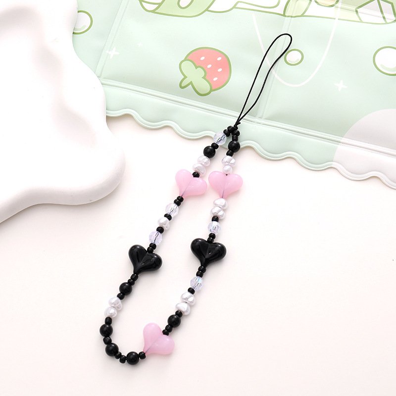Customized Heart Pattern Lanyard Cord String Strap Universal Mobile Charm Hook Cell Phone Charms Beads for Sumsang hanging strap