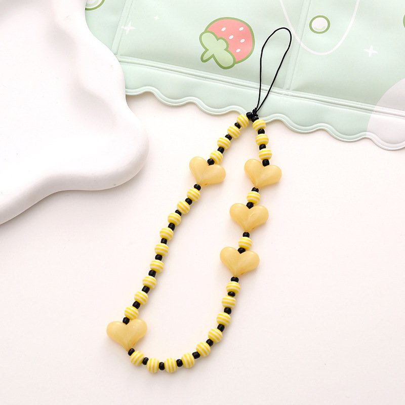 Customized Heart Pattern Lanyard Cord String Strap Universal Mobile Charm Hook Cell Phone Charms Beads for Sumsang hanging strap