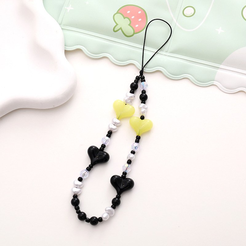 Customized Heart Pattern Lanyard Cord String Strap Universal Mobile Charm Hook Cell Phone Charms Beads for Sumsang hanging strap