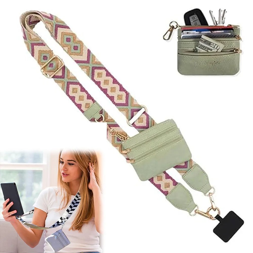Amazon Hot Sale Phone Strap With Zippered Pouch Clip And Go Strap For Phone With Wallet Crossbody Phone Lanyard Crossbody