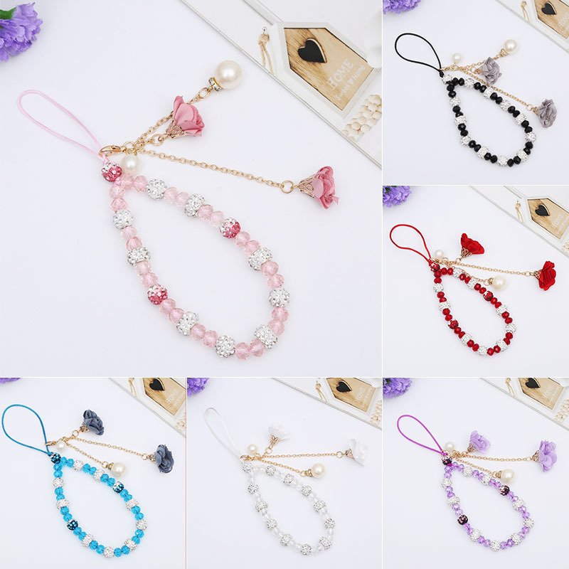 Colorful Soft Polymer Clay Mobile Phone Strap Chain Lanyards Women Girls Bohemia Pearl Rope For Phone Case Hanging Cord