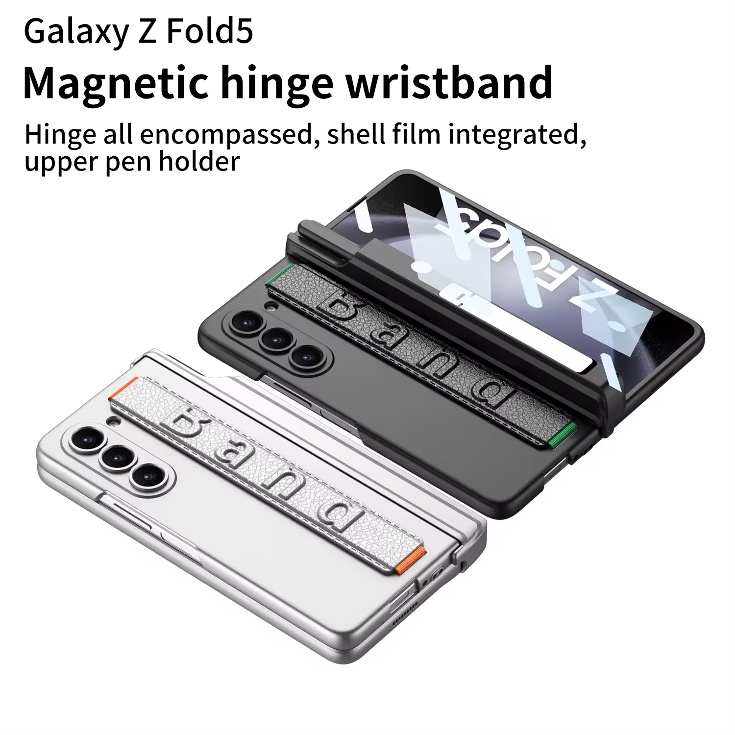 with Pen Slot Elastic Wrist Strap Magnetic Hinge Bracket Shell Membrane Integrated Cover Phone Case For Samsung Z Fold 6