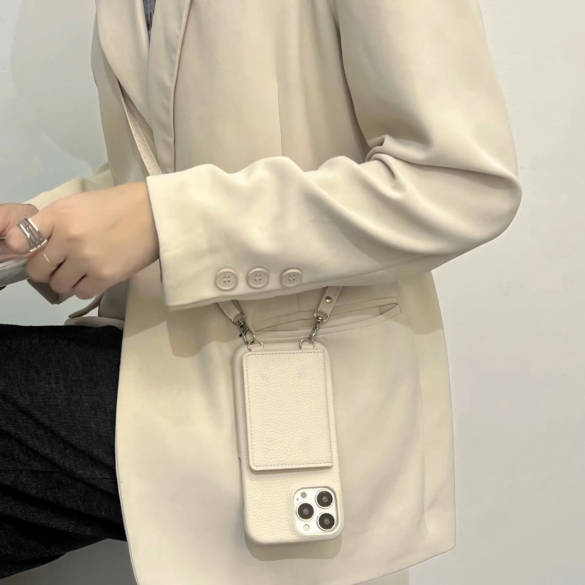 Pu Leather Crossbody Shoulder Card Bag Lanyard Holder Phone Case Cover For iPhone 13 14 15 Pro Max Wallet Sling Bag Phone Case