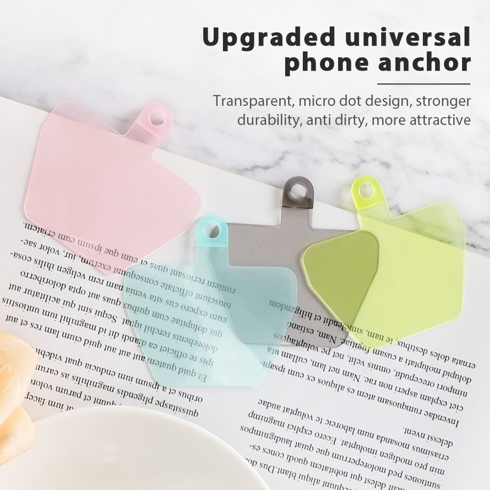 EU US patent adjustable long necklace mobile phone strap pad patch tab tether universal transparent cell phone lanyard
