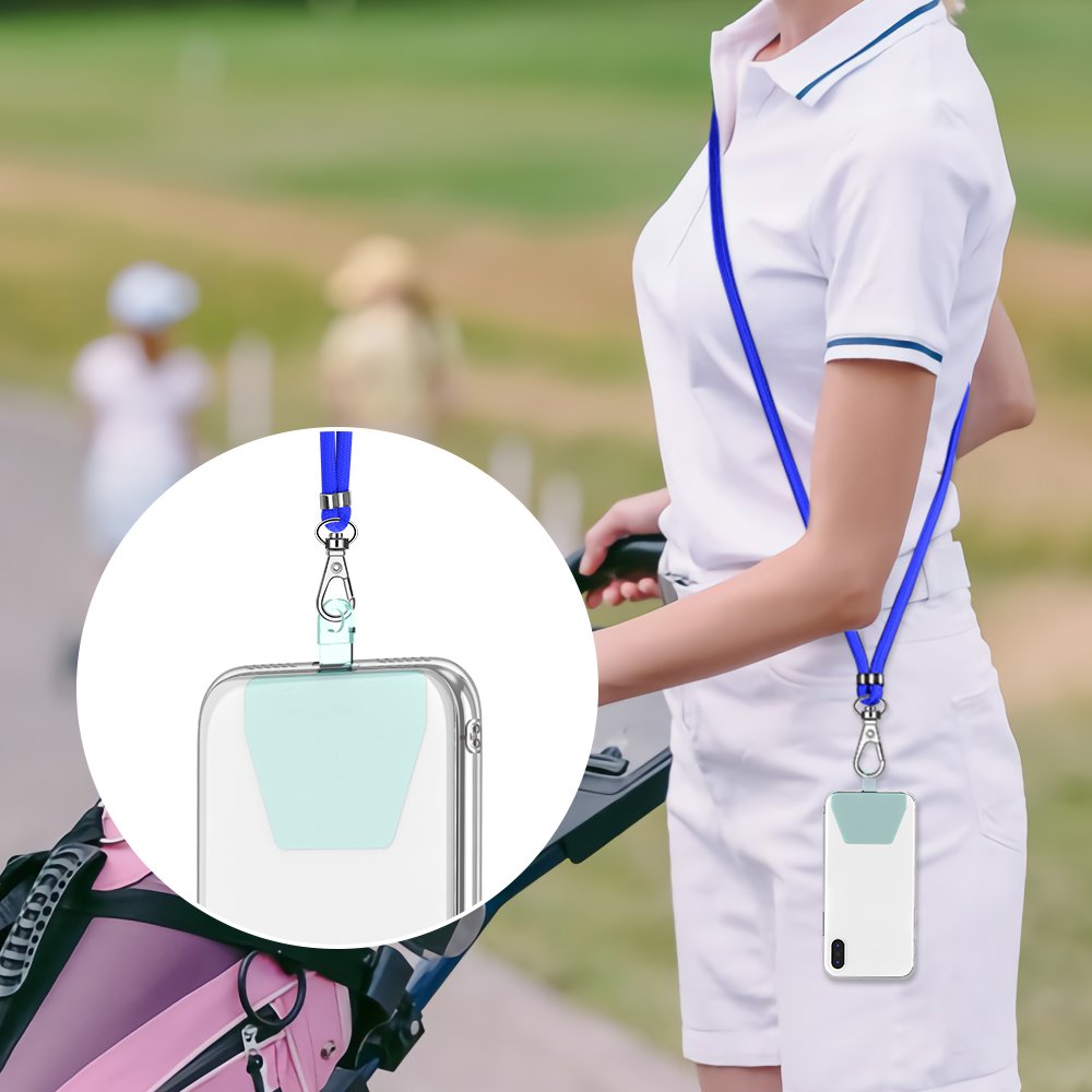 EU US patent adjustable long necklace mobile phone strap pad patch tab tether universal transparent cell phone lanyard