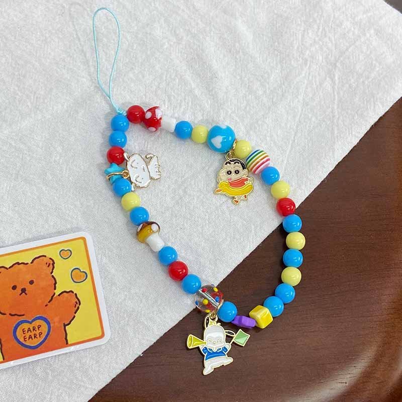 Colorful Fashion Pearl Crystal Beaded Mobile Phone Lanyard Mobile Phone Wrist Strap