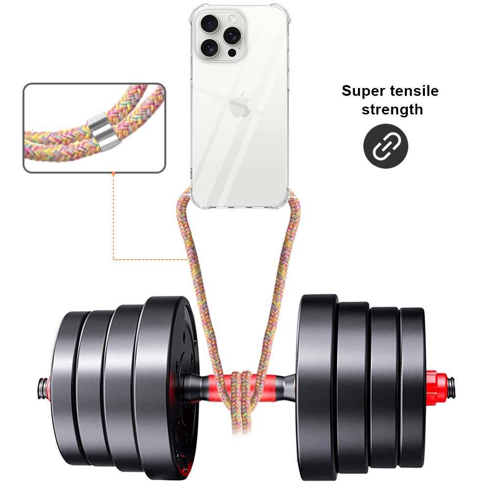 Shockproof Clear Mobile Phone Case with Lanyard For iPhone 16 15 14 13 12 11 Pro Max X XS XR 7 8 Plus SE