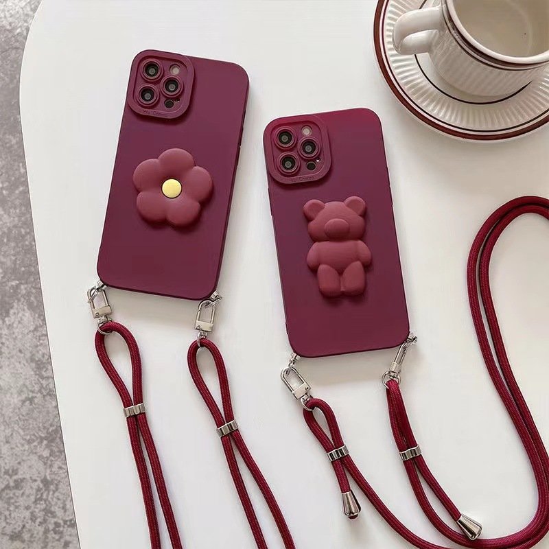 Popular round rope phone straps with double buckles for phone clip adjustable long cross body shoulder phone lanyard