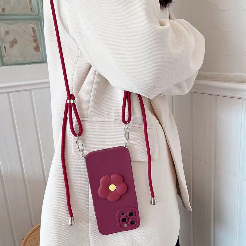 Popular round rope phone straps with double buckles for phone clip adjustable long cross body shoulder phone lanyard