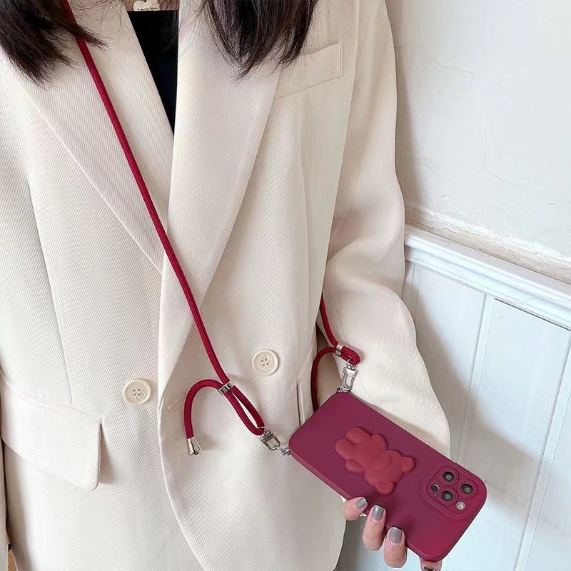 Popular round rope phone straps with double buckles for phone clip adjustable long cross body shoulder phone lanyard