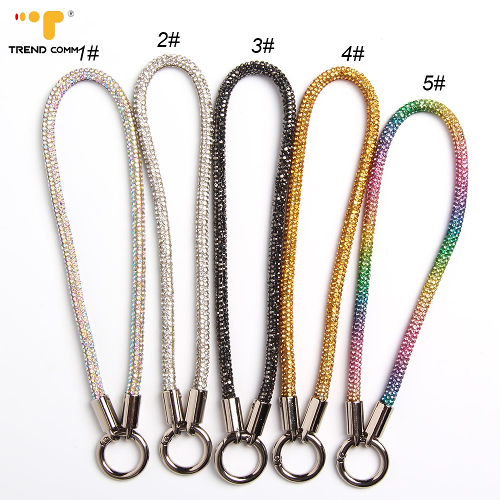 2024 New Luxury Diamond Short Phone Chain Bling Crystal Rhinestone Wrist Strap Anti Lost Key Mobile Chain With Patch