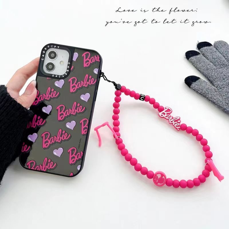 Fashionable Wrist Beads Phone Lanyard Pink Bracelet Chain Cell Phone Case Strap Mobile Phone Wrist Chains