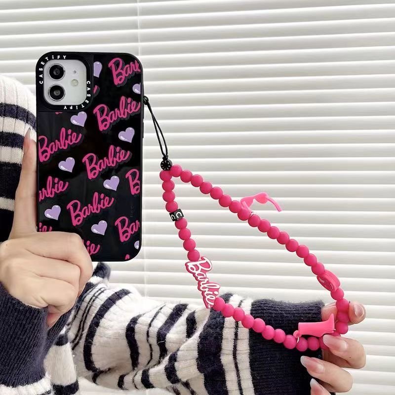 Fashionable Wrist Beads Phone Lanyard Pink Bracelet Chain Cell Phone Case Strap Mobile Phone Wrist Chains