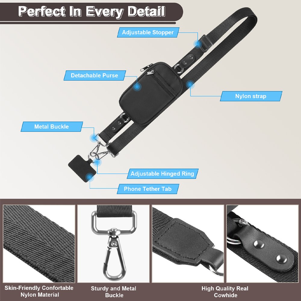 Personalized Custom Tether Patch Cell Phone Shoulder Strap Crossbody Mobile Phone Straps With Zipper Wallet Pouch