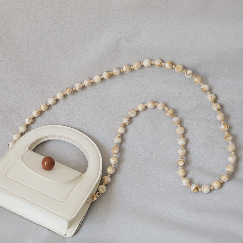 Clear Beads Mobile Phone Necklace Shoulder Strap Bag Hanging Lanyard Brown Beige Resin Beaded Crossbody Phone Chain 33cm 120cm