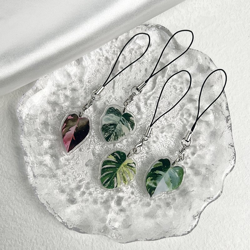 Leaf Acrylic Mobile Phone Lanyard Double-Sided Printing Acrylic Mobile Phone Pendant Bag Mobile Phone Charm