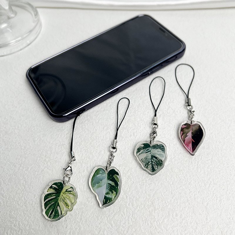 Leaf Acrylic Mobile Phone Lanyard Double-Sided Printing Acrylic Mobile Phone Pendant Bag Mobile Phone Charm