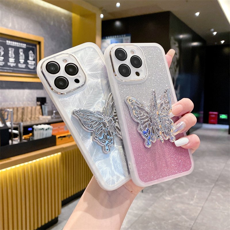 Design butterfly holder camera protector phone case For Redmi K70 POCO X6 PRO A3 4G For Xiaomi tpu bags transparent back cover