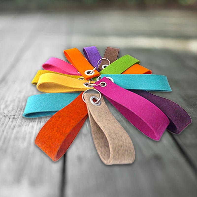 custom design shape multi color polyester felt keychain High quality