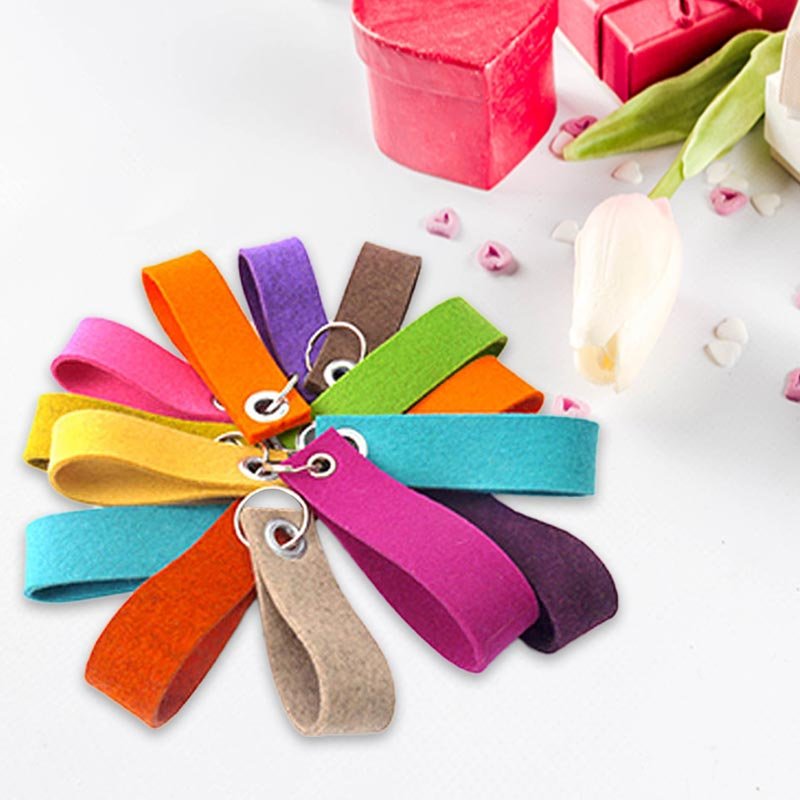 custom design shape multi color polyester felt keychain High quality