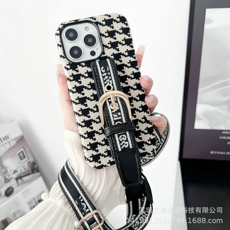 Suitable for iphone15promax case big hand strap Crossbody lanyard 13 14 protective case fabric