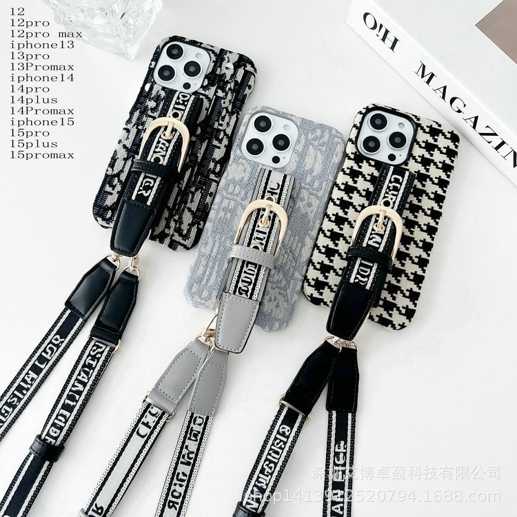 Suitable for iphone15promax case big hand strap Crossbody lanyard 13 14 protective case fabric