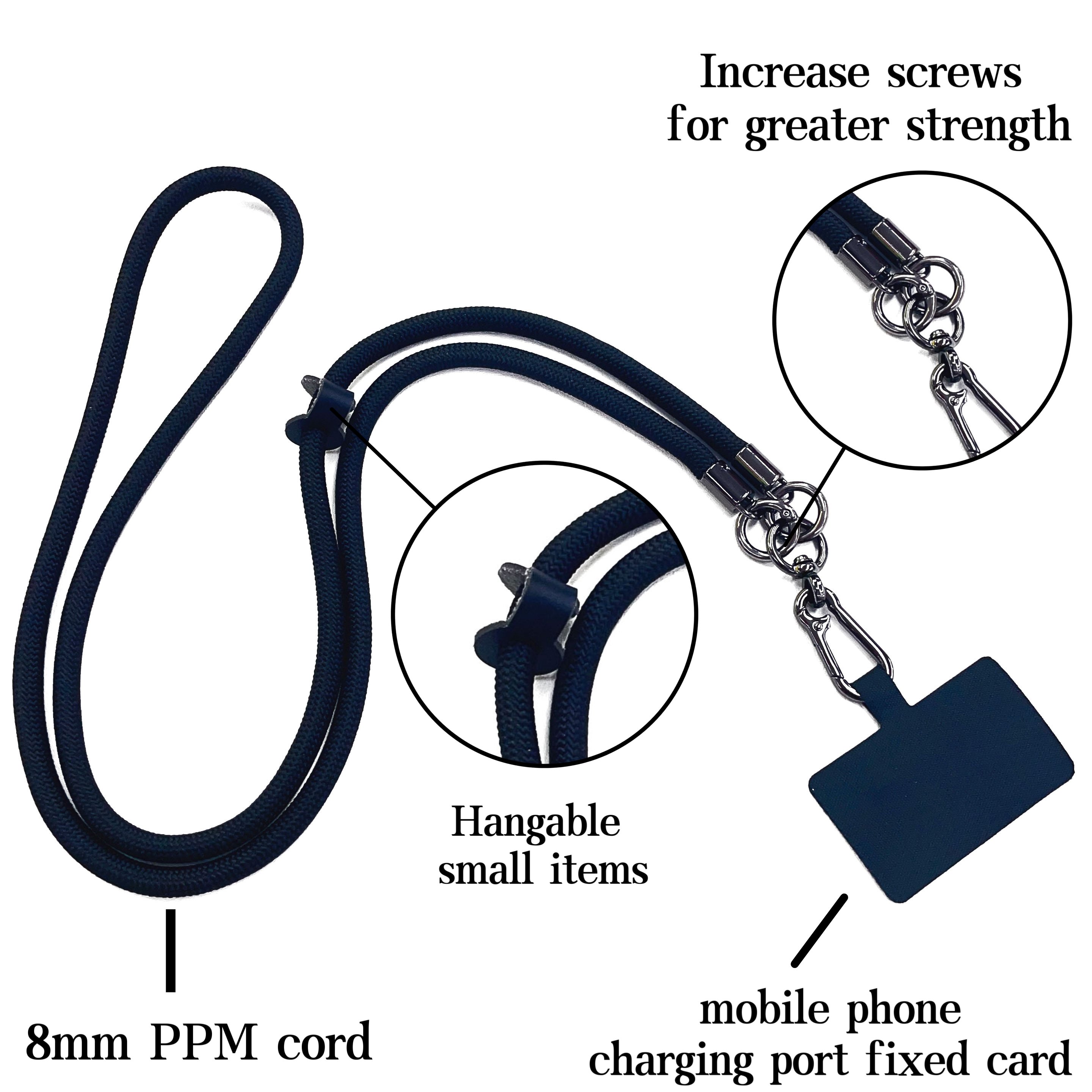 Mobile Phone Straps Light Gray Adjustable Polyester Cartoon Metal Phone Lanyard Metallic Crossbody Strap Cute Shoulder Strap