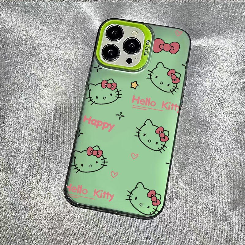 2014 hot selling niche English Hello Kitty color silver phone case for iPhone11 12 13 15 14promax