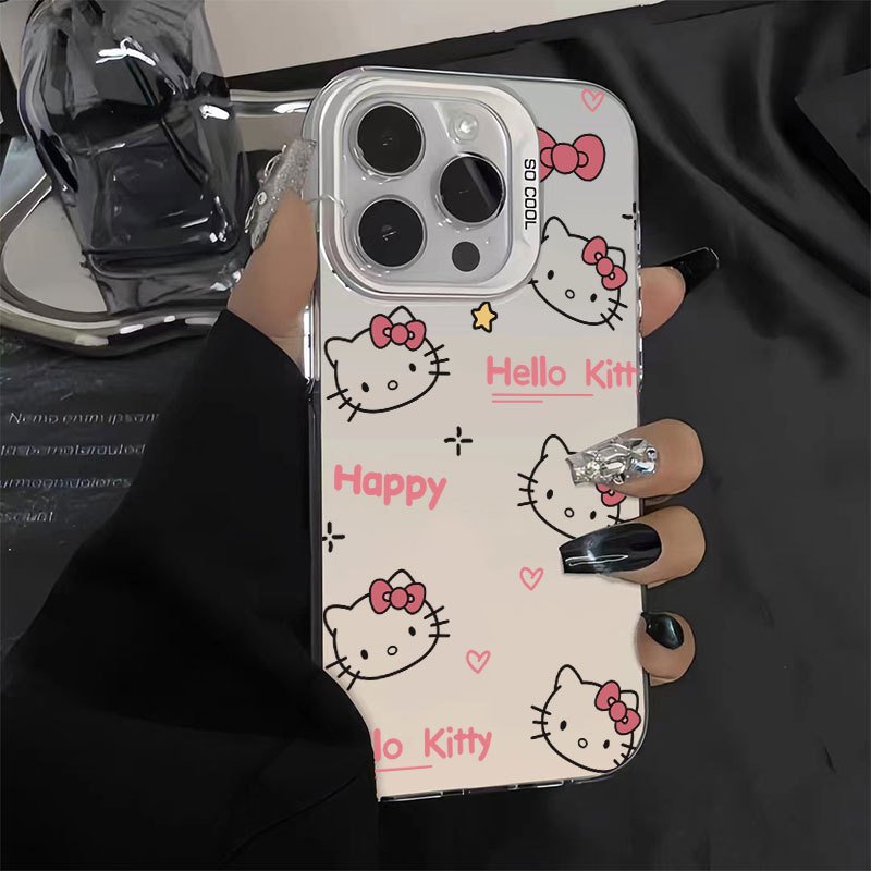 2014 hot selling niche English Hello Kitty color silver phone case for iPhone11 12 13 15 14promax
