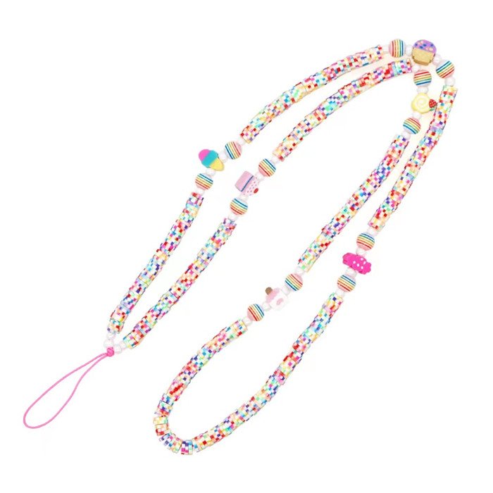 Ins Letter Acrylic Round Pearl Soft Artificial Ceramics Love Mobile Phones Strap Lanyard For All Kinds of Smartphone