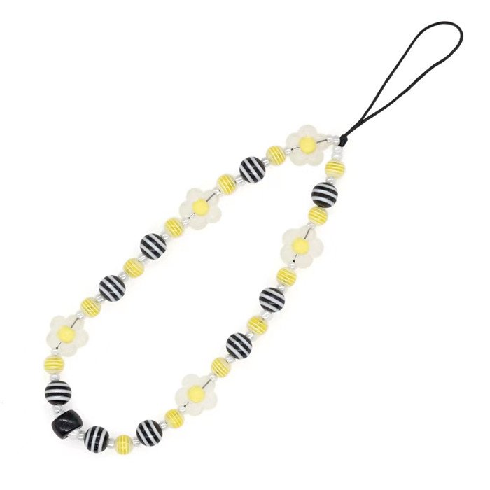 Ins Letter Acrylic Round Pearl Soft Artificial Ceramics Love Mobile Phones Strap Lanyard For All Kinds of Smartphone