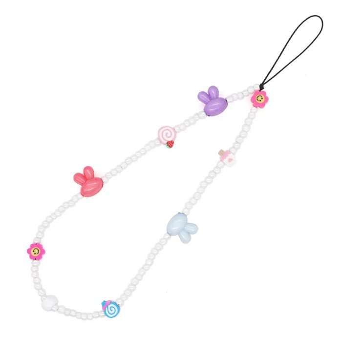 Ins Letter Acrylic Round Pearl Soft Artificial Ceramics Love Mobile Phones Strap Lanyard For All Kinds of Smartphone