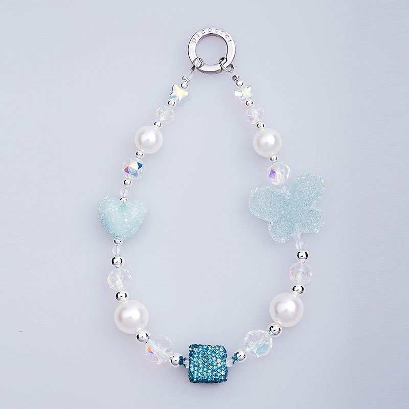 Phone Carrying Strap Phone Wrist Band Lanyard with Love Butterfly Pearl for iPhone 16 Cellphone Charm