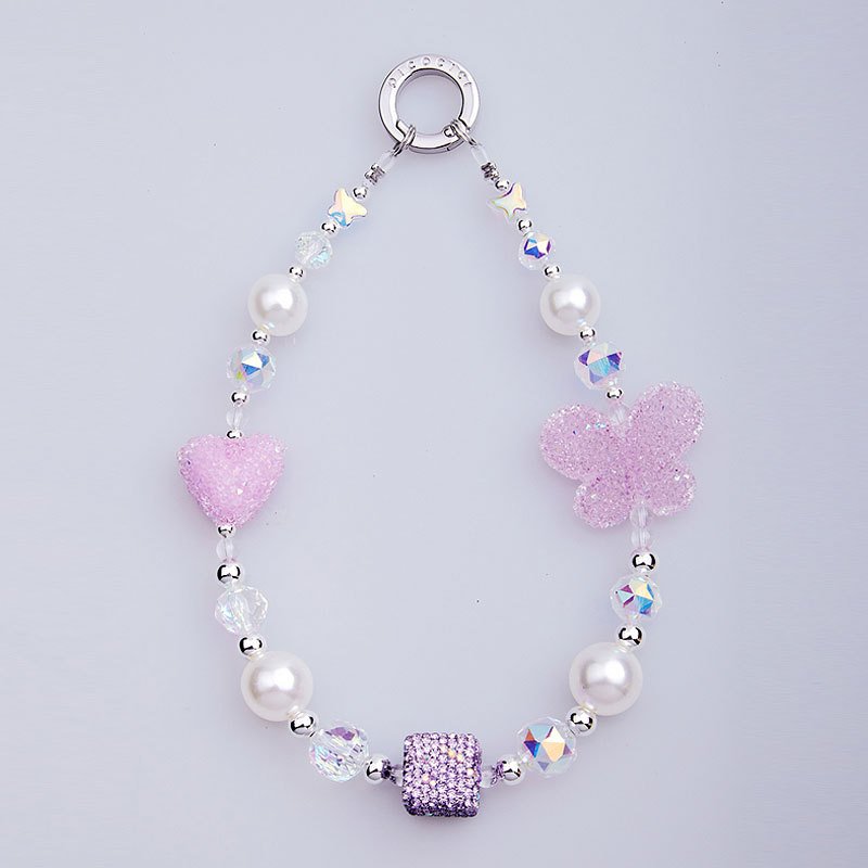 Phone Carrying Strap Phone Wrist Band Lanyard with Love Butterfly Pearl for iPhone 16 Cellphone Charm