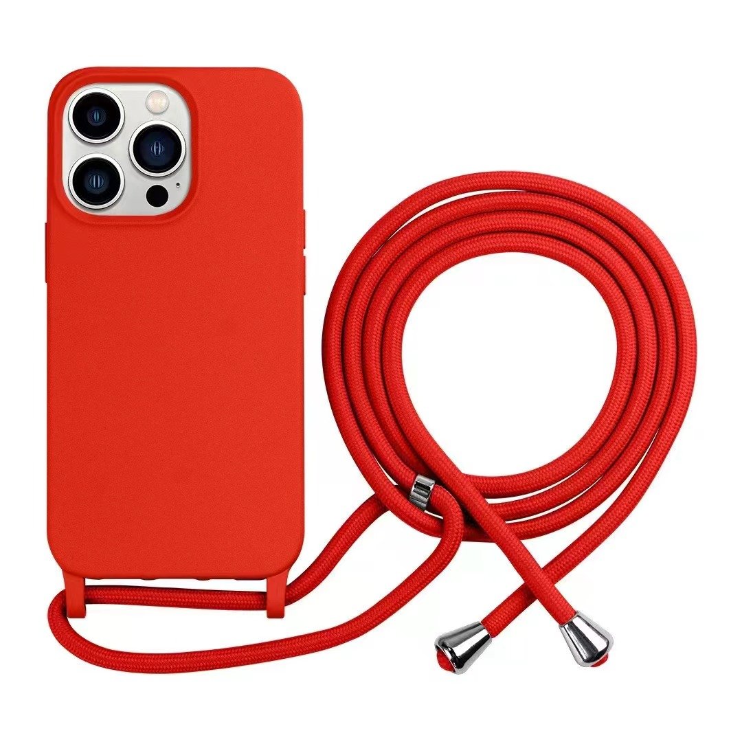 Lanyard Strap Adjustable Rope Liquid Silicone Phone Cases For iPhone 16 15 14 13 12 11 Shockproof Back Cover Waterproof Shell