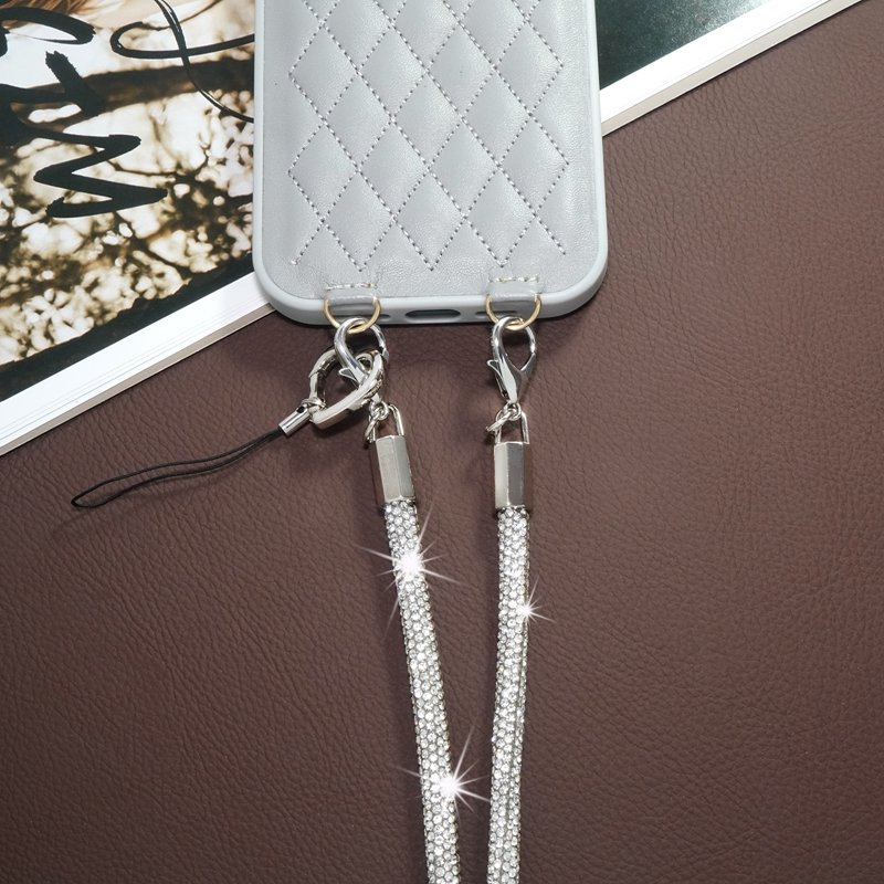 Luxury 70cm Glitter Phone Neck Lanyard Phone Crystal Straps with Key Chain Strap Lanyard For Mobile Phone Case