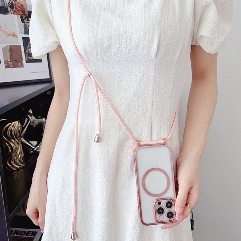 Factory Crossbody Magnetic Lanyard Case Cute Adjustable Neck Shoulder Strap Mobile Phone Case for iPhone 16 Pro Max