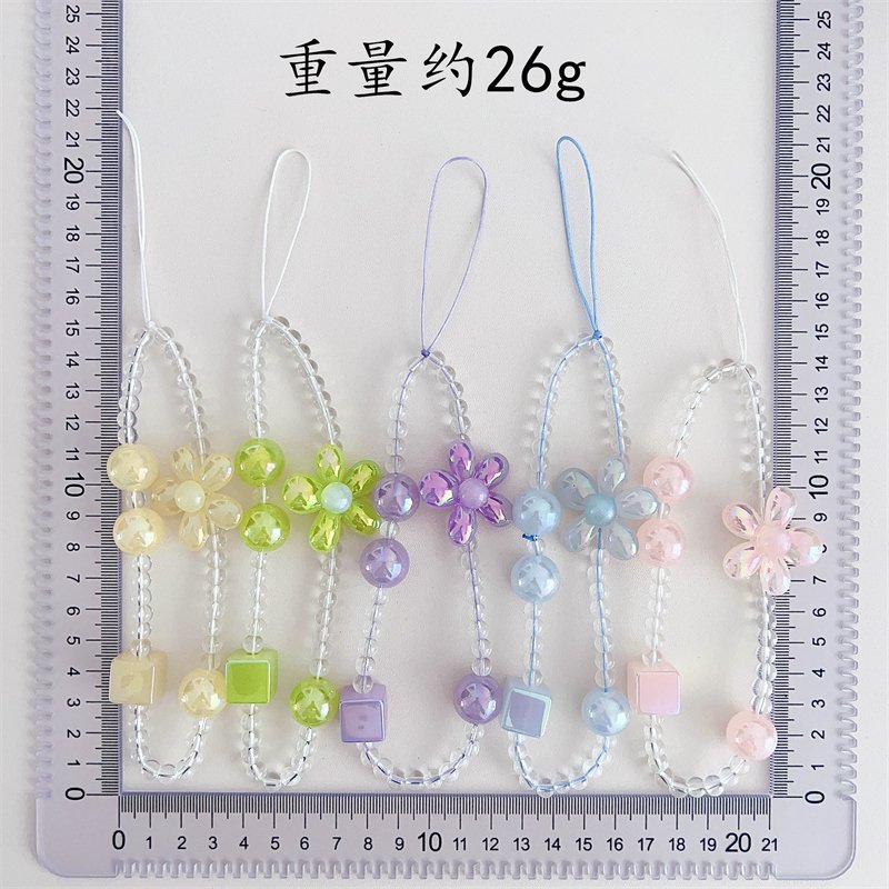 Handmade Flower Mobile Phone Straps Fashion Beaded Phone Lanyard Wrist Strap Mobile Phone Charm Chain