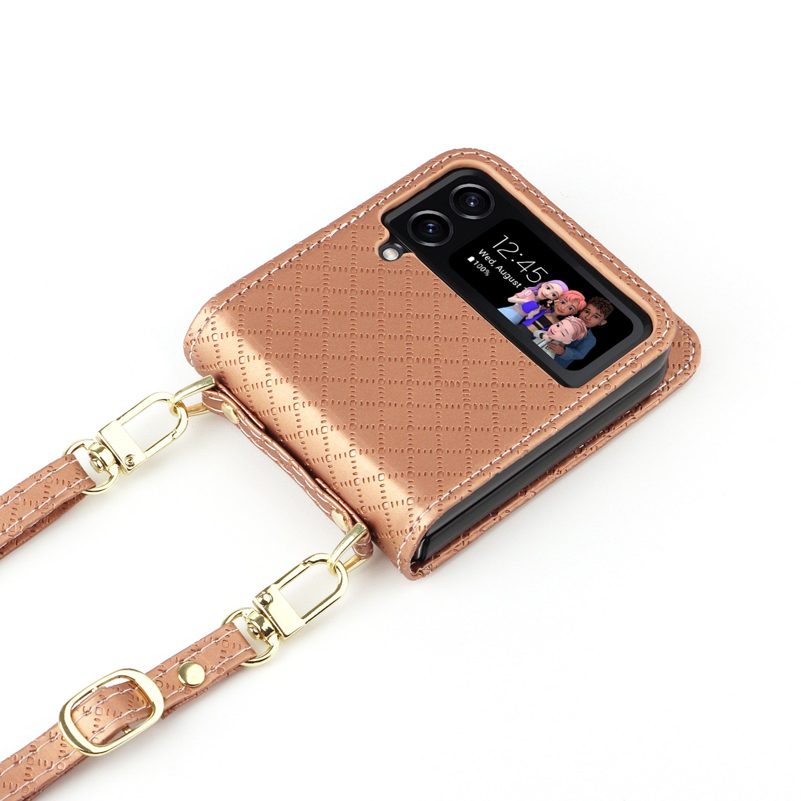 Card holder slot phone case for Samsung Galaxy Z Flip4 Flip3 PU leather phone bag With Lanyard Flexible Strap