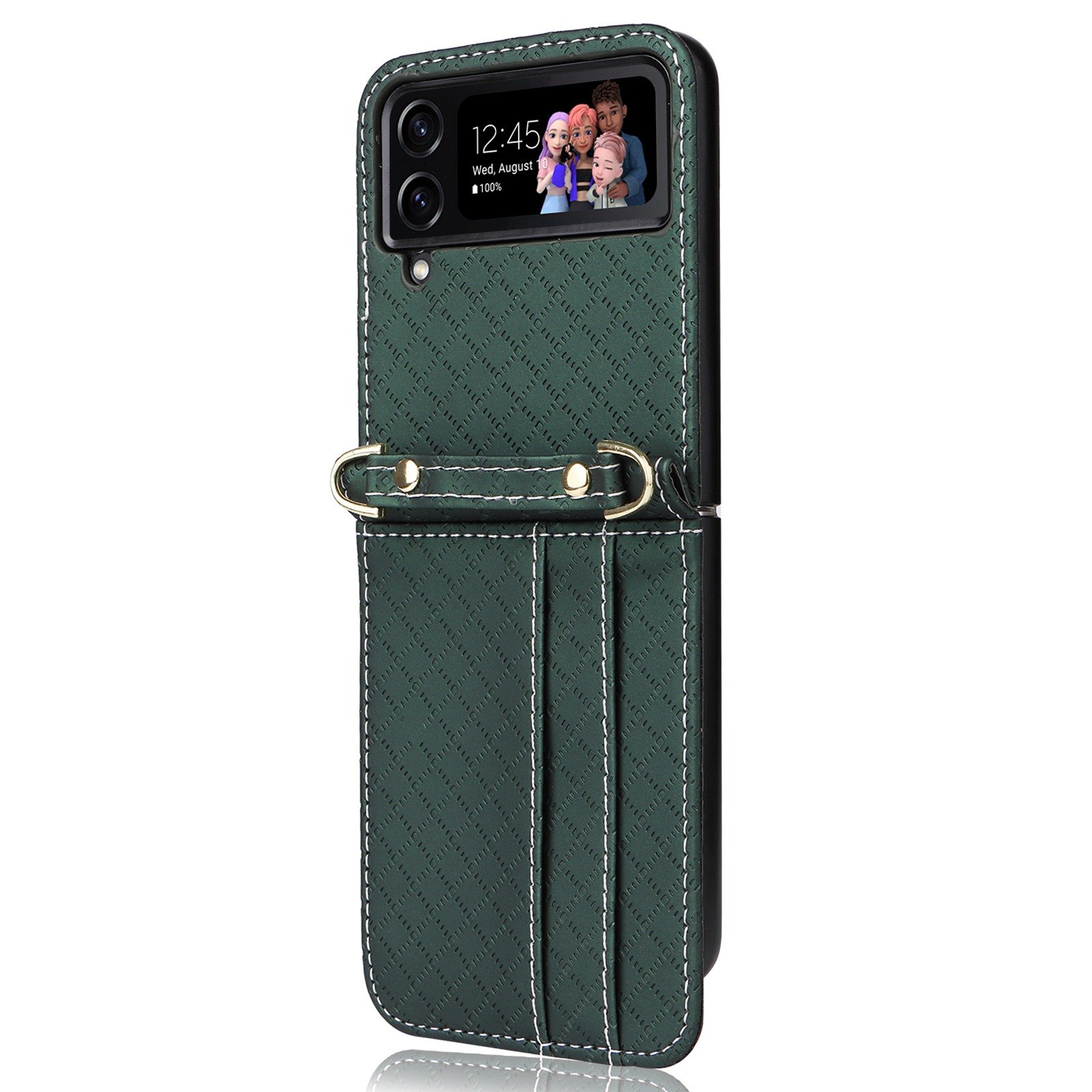 Card holder slot phone case for Samsung Galaxy Z Flip4 Flip3 PU leather phone bag With Lanyard Flexible Strap