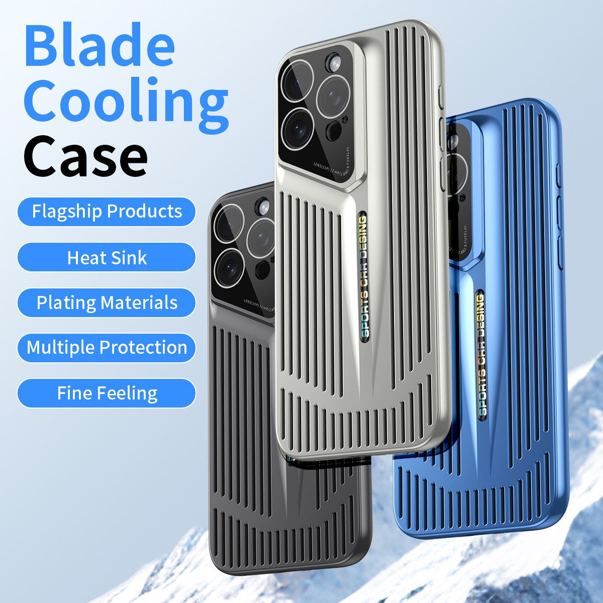 Full New Cooling PC Mobile Phone Case For iPhone 16 15 14 13 12 Pro max lens glass Electroplate Fall Armor Shockproof Back Cover