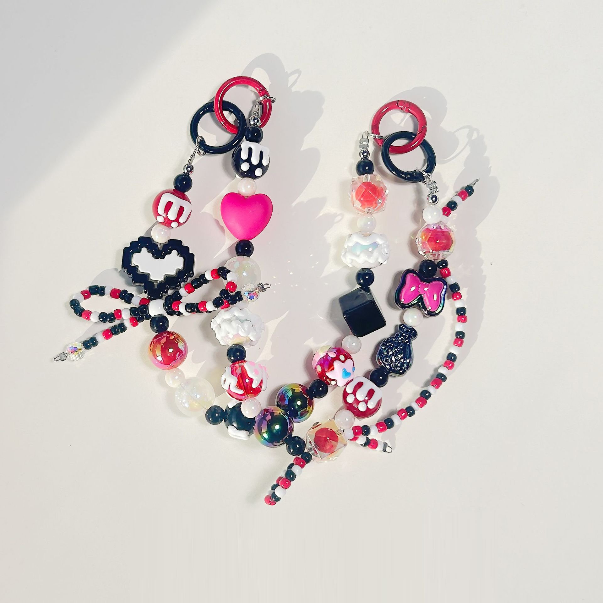 Luoyan Kawaii Seed Beads Cellphone Chain Strap Lanyard Sweet Cool Girl Bag Beaded Keyring Phone Charms Pendant Wallet